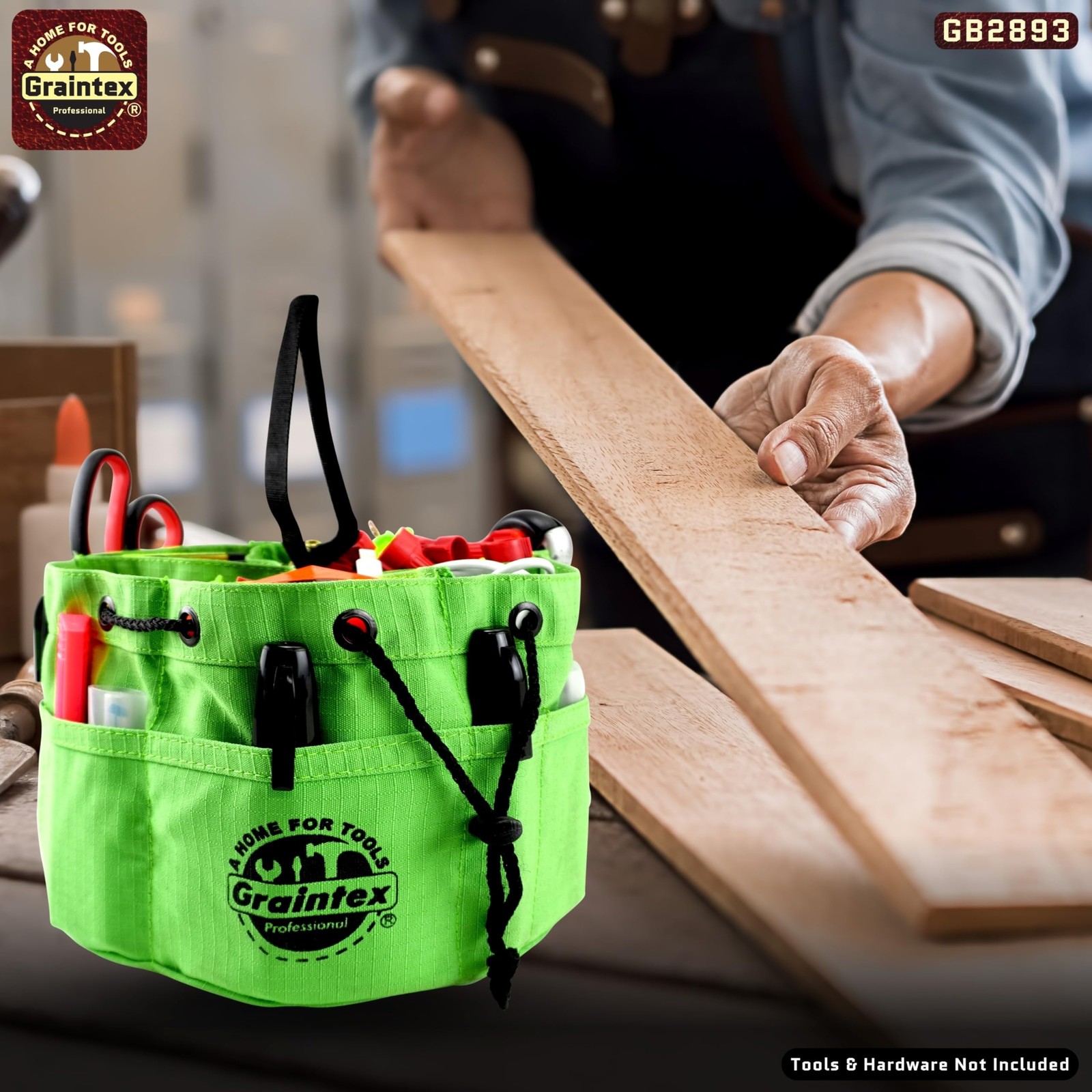 Lime Green Utility Holster Pouch Durable Tool Bag with Multiple Pockets