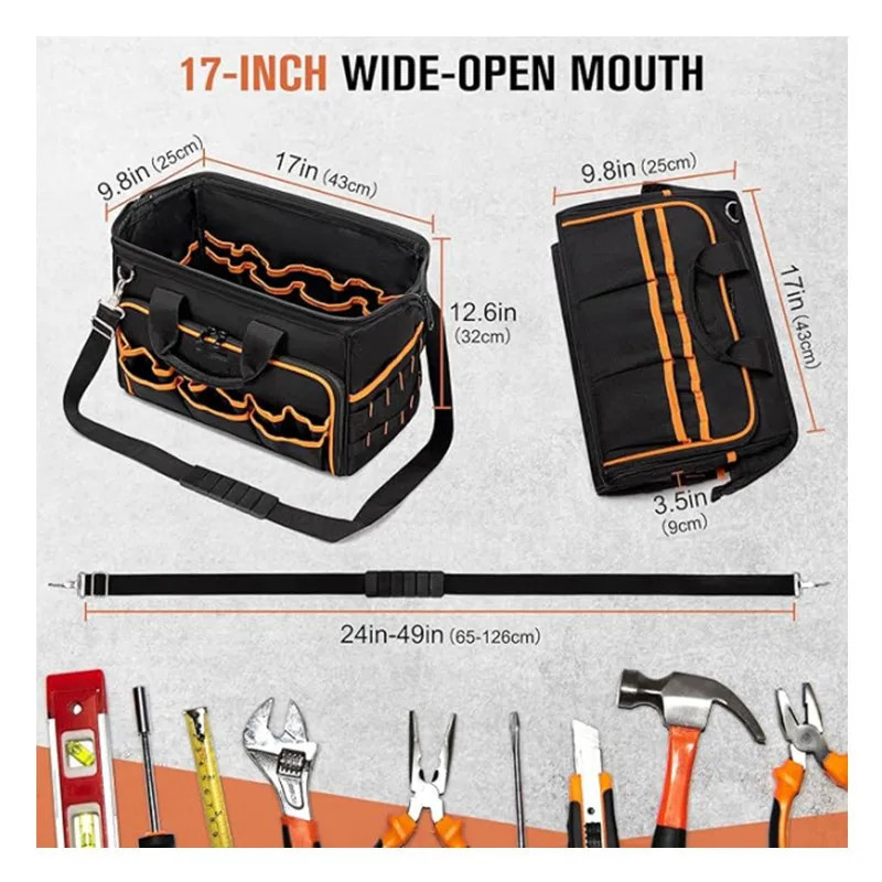 Tool Tote Bag Organizer for Electricians, Heavy Duty Tool Caddy