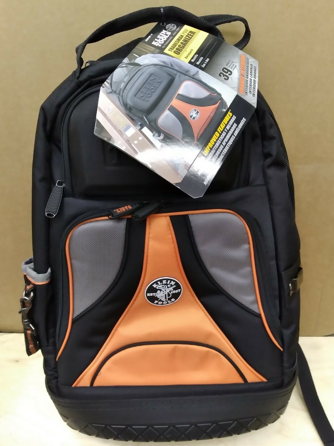 KLEIN TOOLS 55421BP-14 TRADESMAN PRO TOOL BAG BACKPACK, 39 POCKETS, BLACK, 14″