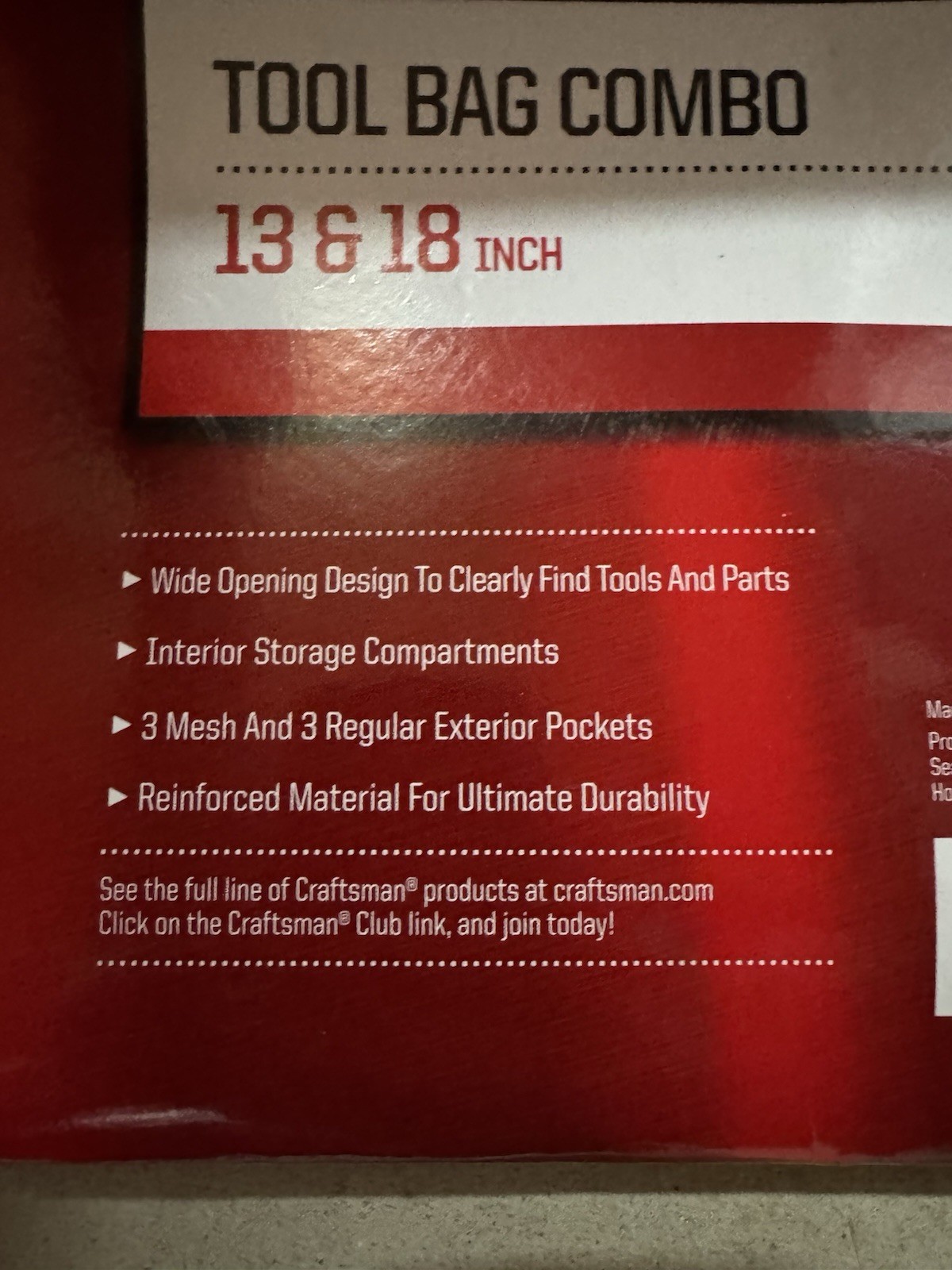 NOS Craftsman 13 Inch And 18 Inch Zippered Tool Bag Combo