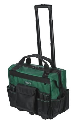 18″ Rolling Tool Bag Heavy Duty Wheel Telescoping Handle 18 Pocket Organizer