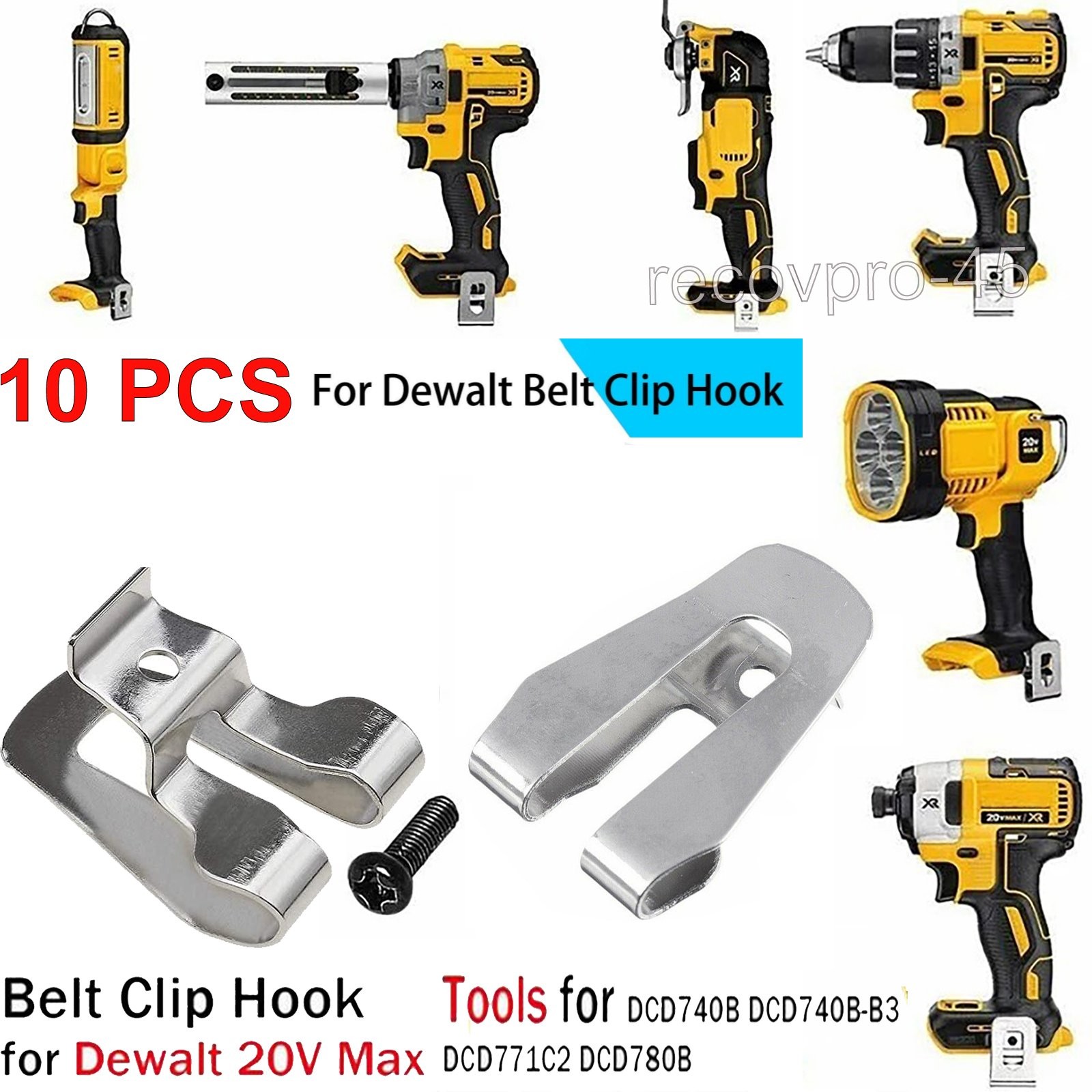 10Pack Belt Clip Hook w/Screw for Dewalt 12V 20V Drill Impact Driver Flashlight@