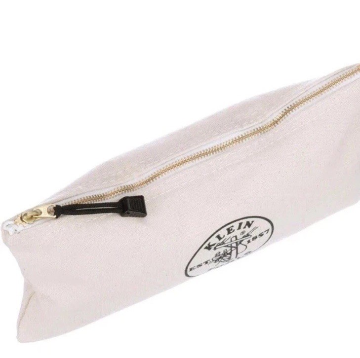 Klein Tools • Natural Canvas Tool Bag With Brass Zipper • #5139 White