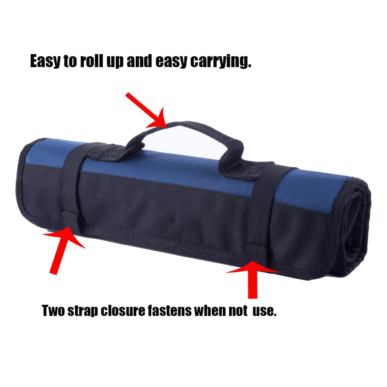 Canvas Tool Roll Up Bag Organizer with Pouches for One Size, 1pc Blue