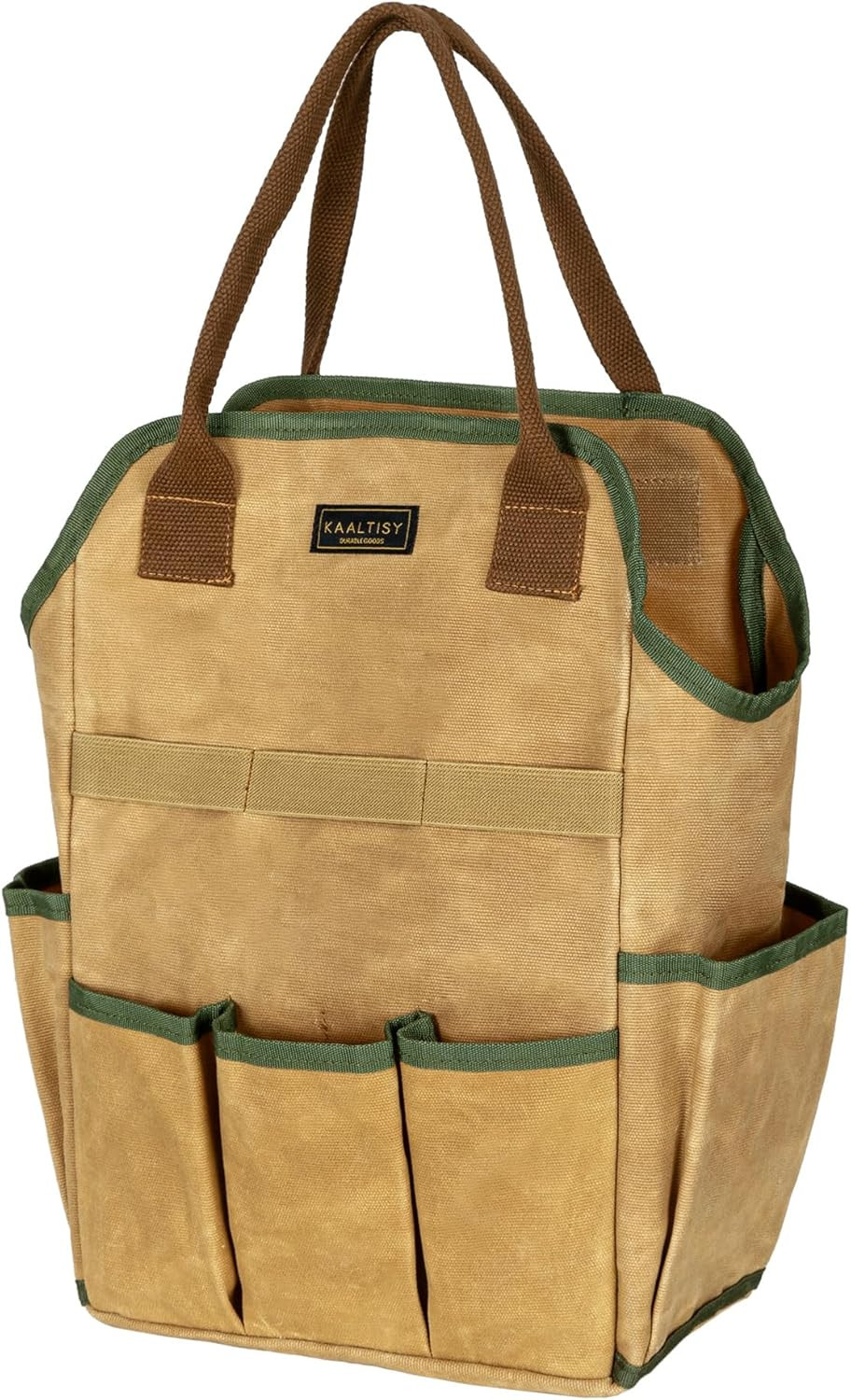 Canvas Tool Bag, 16OZ Waxed Canvas Garden Tool Tote – with 3 Inner Slots & 8 Out