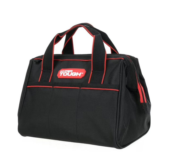 2 PACK Hyper Tough 12-inch Polyester Tool Bag, with Full-Length Zipper