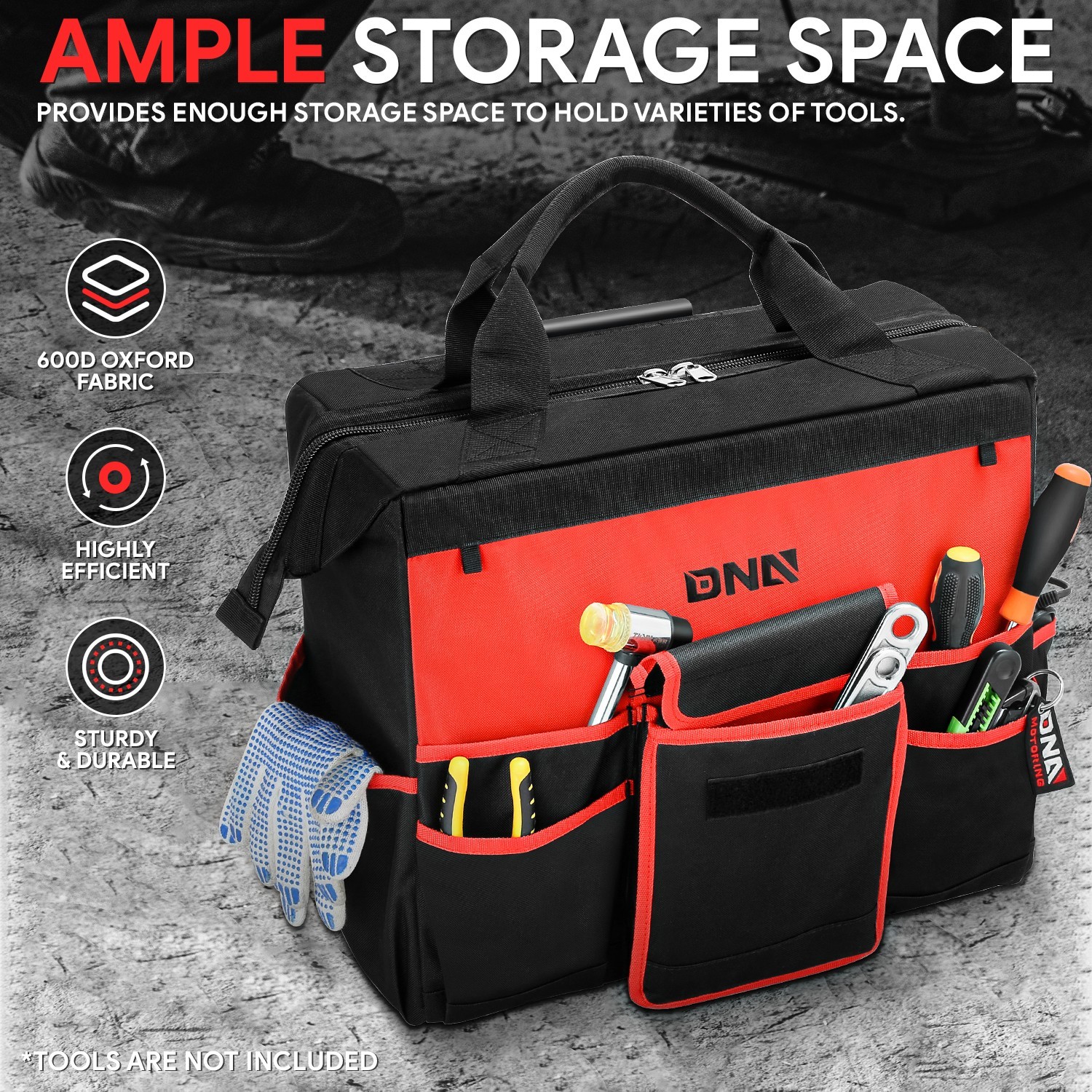 18″L x 8.8″W x 14.5″H 600 Denier Oxford Rolling Tool Bag w/ Telescoping Handle