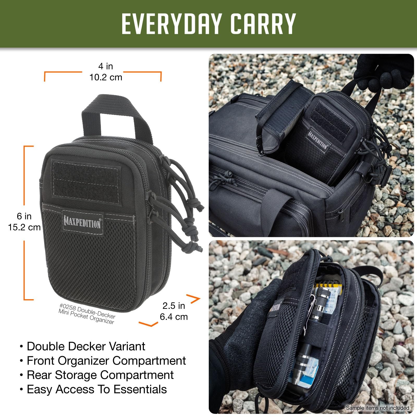Maxpedition Double-Decker Mini Pocket Organizer MOLLE Tactical Pouch Black