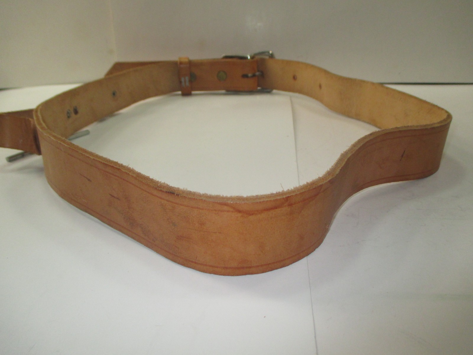 KLEIN TOOLS 5165~10-POCKET -TAN LEATHER TOOL POUCH & 5207-L BELT~TAPE THONG~USA