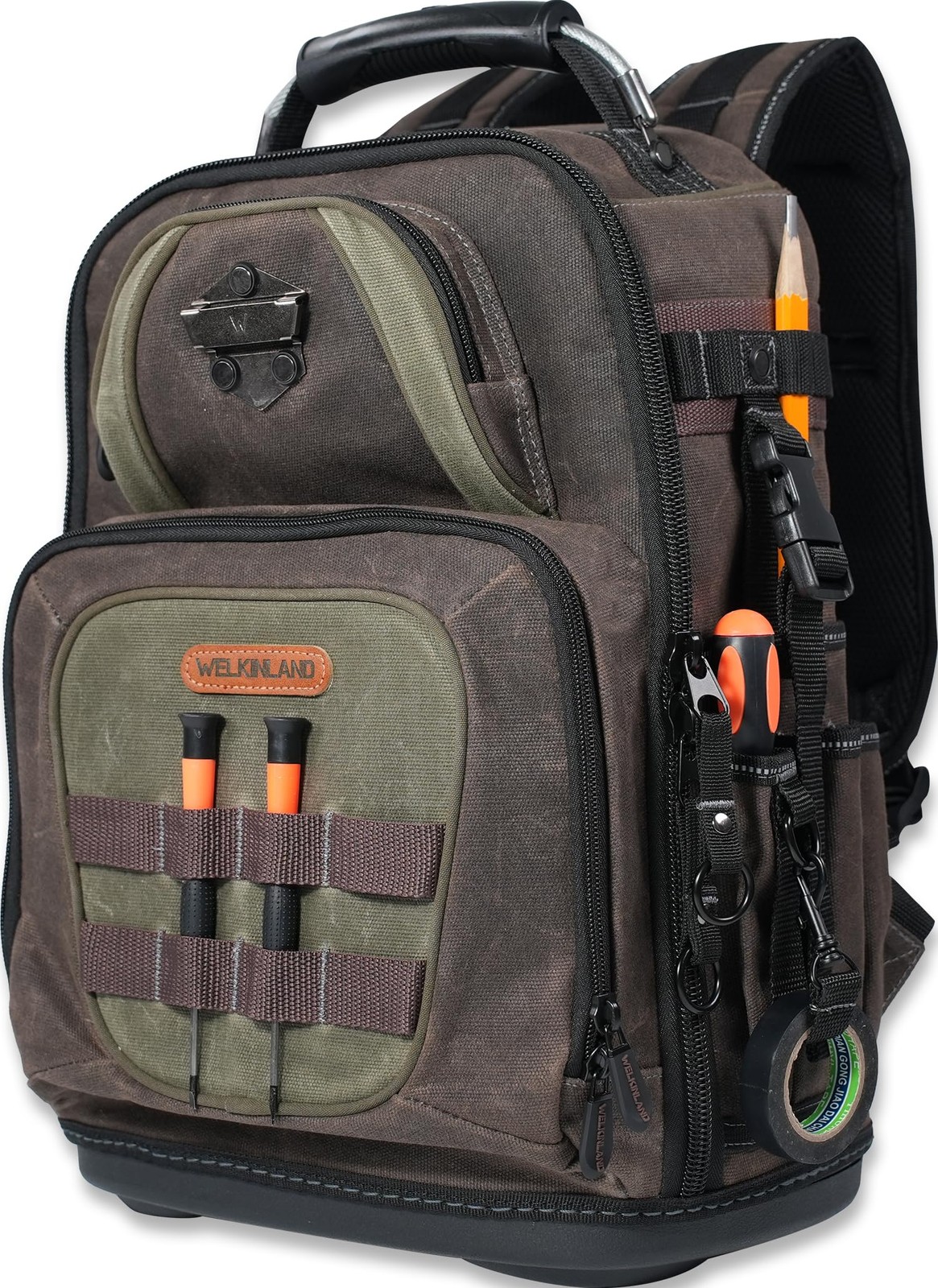 WELKINLAND 36-Pockets 11.62 x 6.89 x 15.76 inches, 26L, Brown & Green