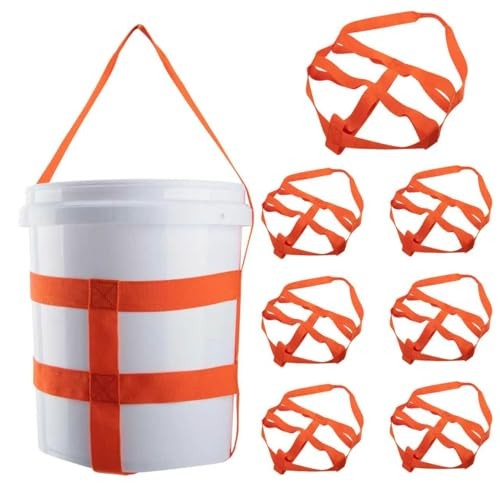8-Pack Bucket Sling for 5-Gallon Bucket, 1.6-Inch Nylon Webbing, 300 lbs, Orange