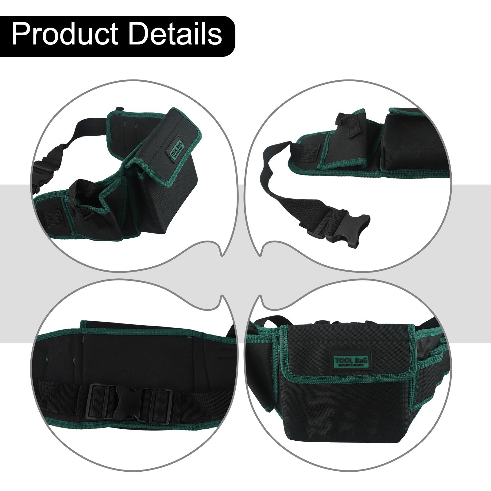 Waist Tool Bag 600D Oxford Cloth Tool Bag Adjustable Waistband For Drills