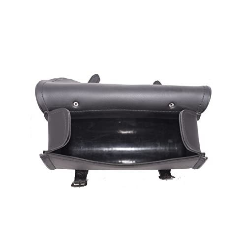 Motorcycle Tool Bag Leather Motorcycle Handlebar Bag 10″ Black with Flames