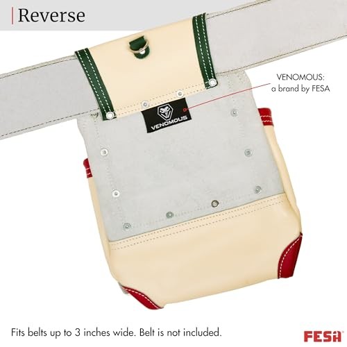 Leather Carpenter Tool Pouch – 10-Pocket Heavy Top Grain White – Mexico