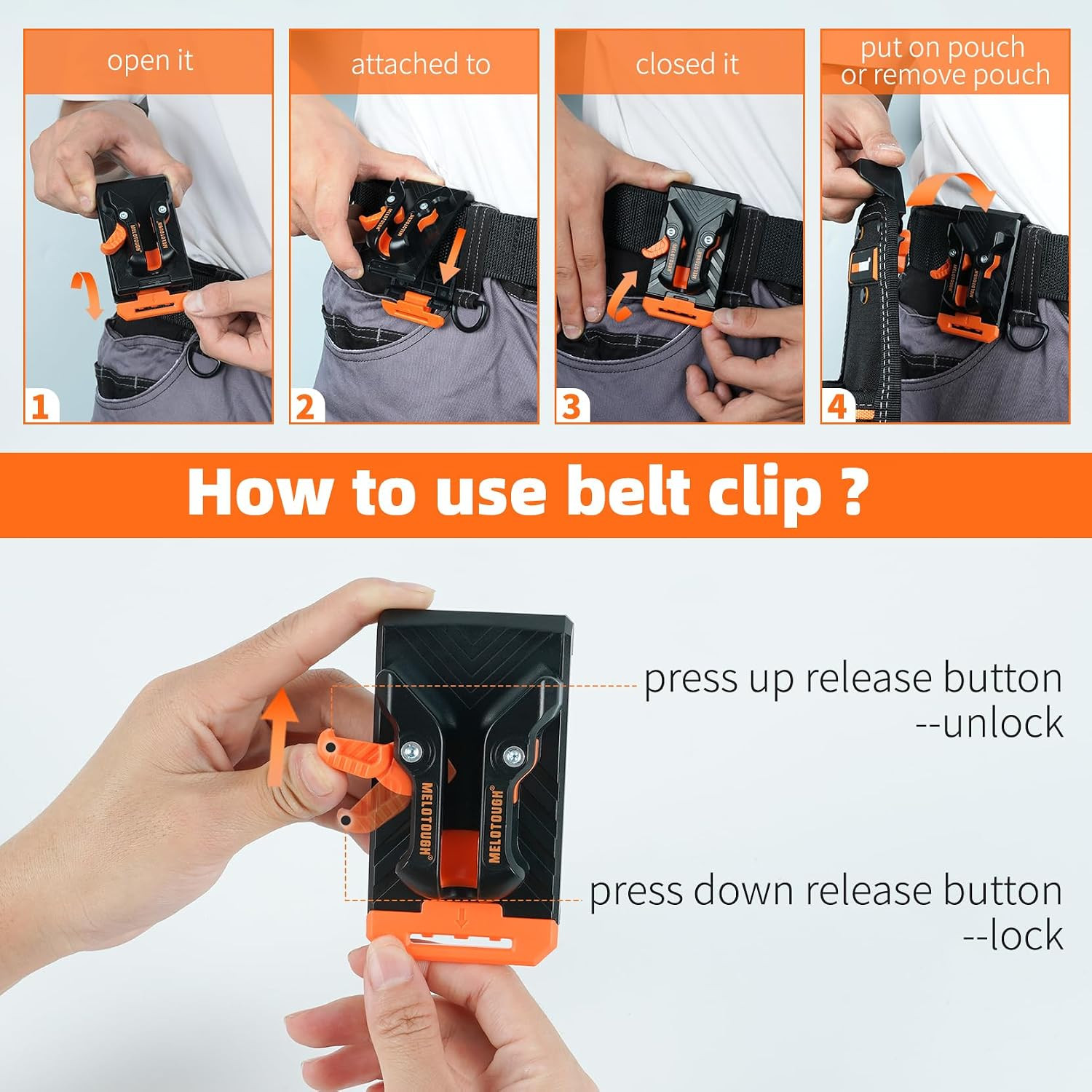 Small Electrician Tool Pouch With Belt Clip Attachment – 9 Pockets Tradesman Bag