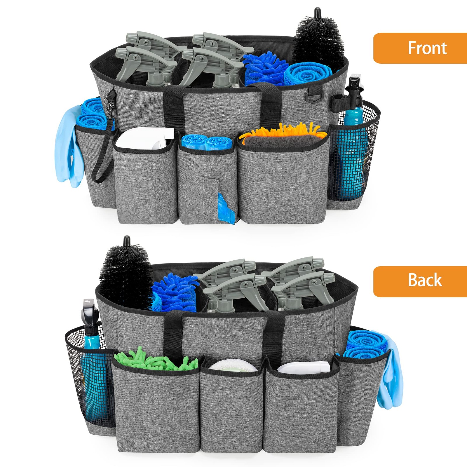 Professional Cleaning Tote Caddy for Cleaning Supply, Gray