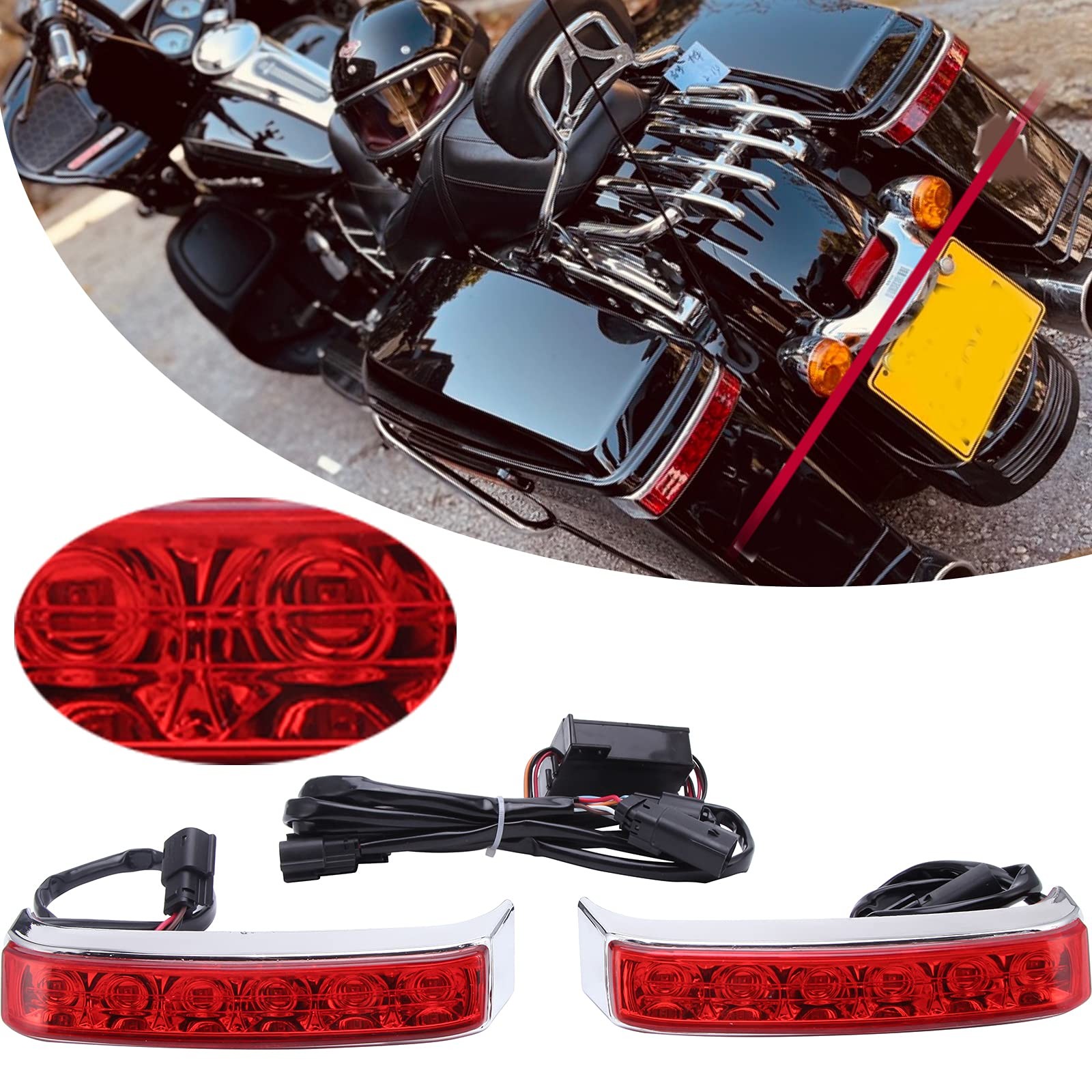 2PCS LED Saddlebag Motorcycle Tail Lights with Brake Light Running Turn Signa…