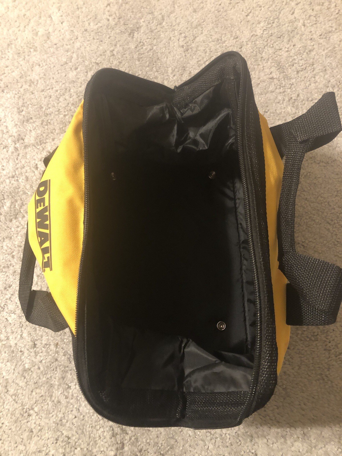 DeWALT Contractor Tool Bag Small Soft Case Zippered Tote Black Yellow Storage