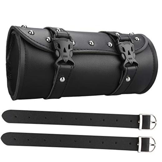 Motorcycle Tool Bag, Motorcycle Fork Bag PU Leather Universal Medium Black