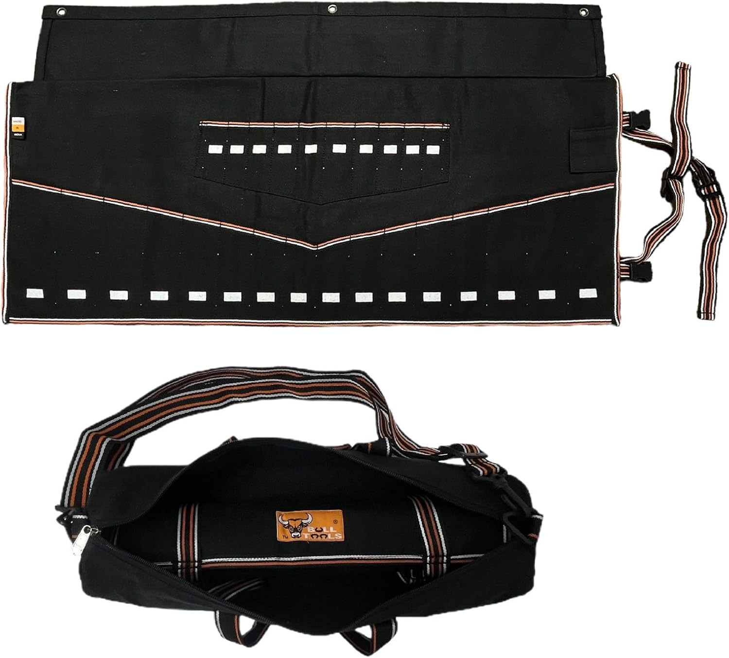 BULL TOOLS Tool Roll Organizer with 26 Pockets for Wrenches, Metric & SAE Durabl