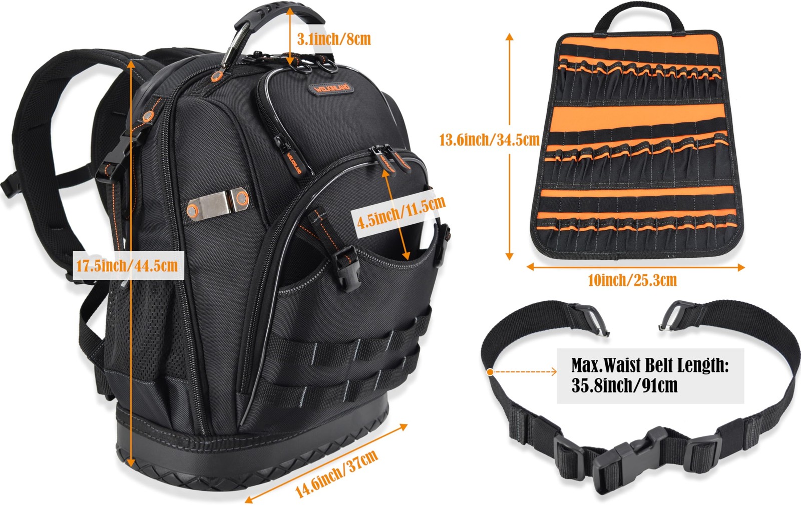 77-Pockets Electricians Tool Backpack, Tool Backpack For Men, HVAC Tools Bag Bac