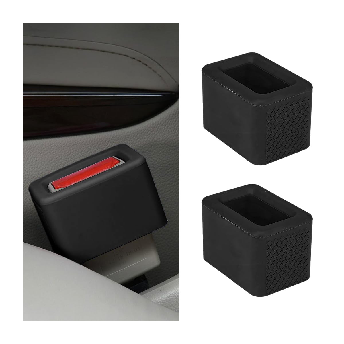 Ywdiml 2PCS Car Seat Belt Buckle Holder, Silicone Easy Access Vehicle Black