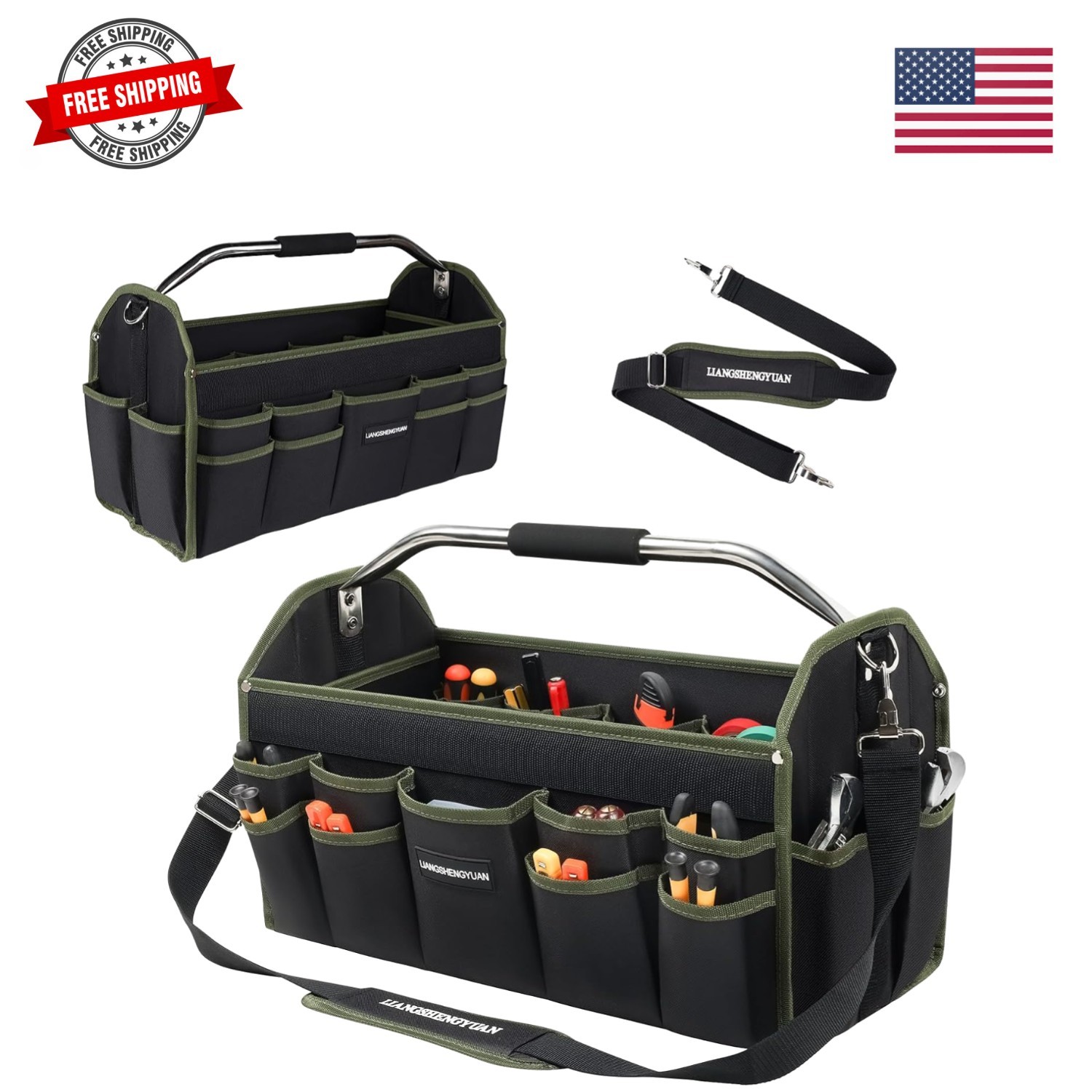 20In Electrician Tool Bag, Foldable Bags For Men Heavy Duty, Open Top Tool To…