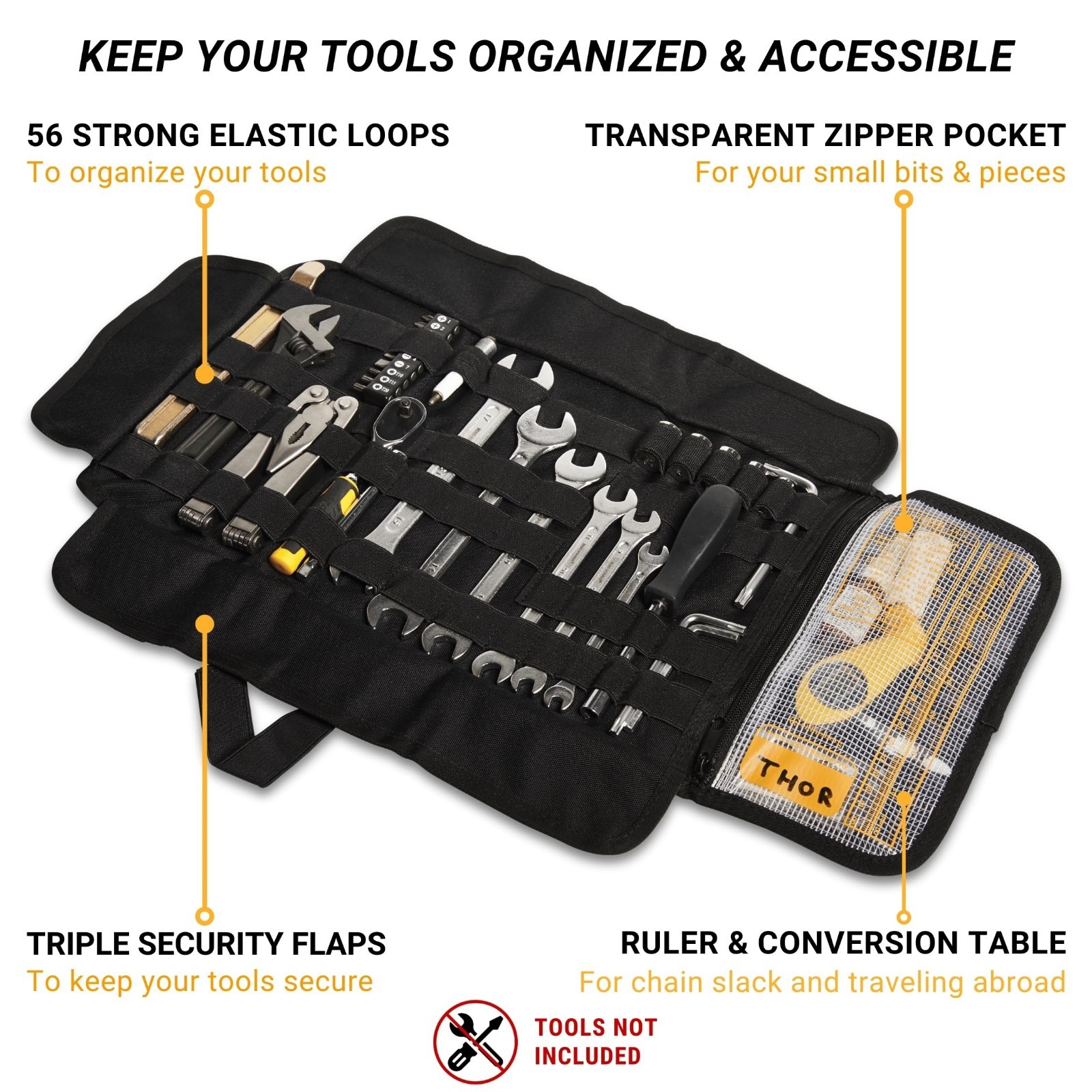 Motorcycle Tool Roll Bag Organizer Pouch – Compact Wrench Wrap for Dirt Bike, UT