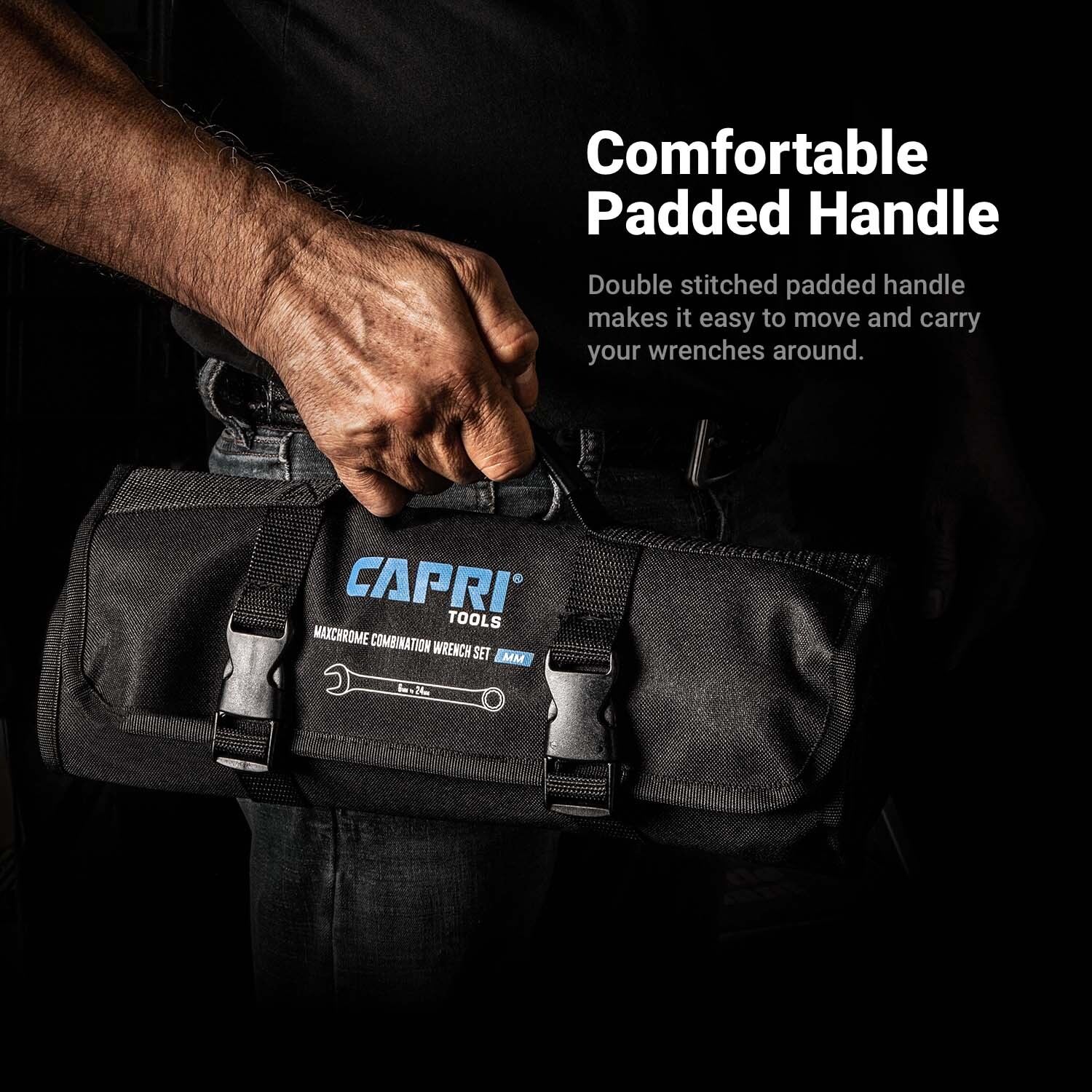 Capri Tools Wrench Roll Up Pouch, Metric, 19 Pockets