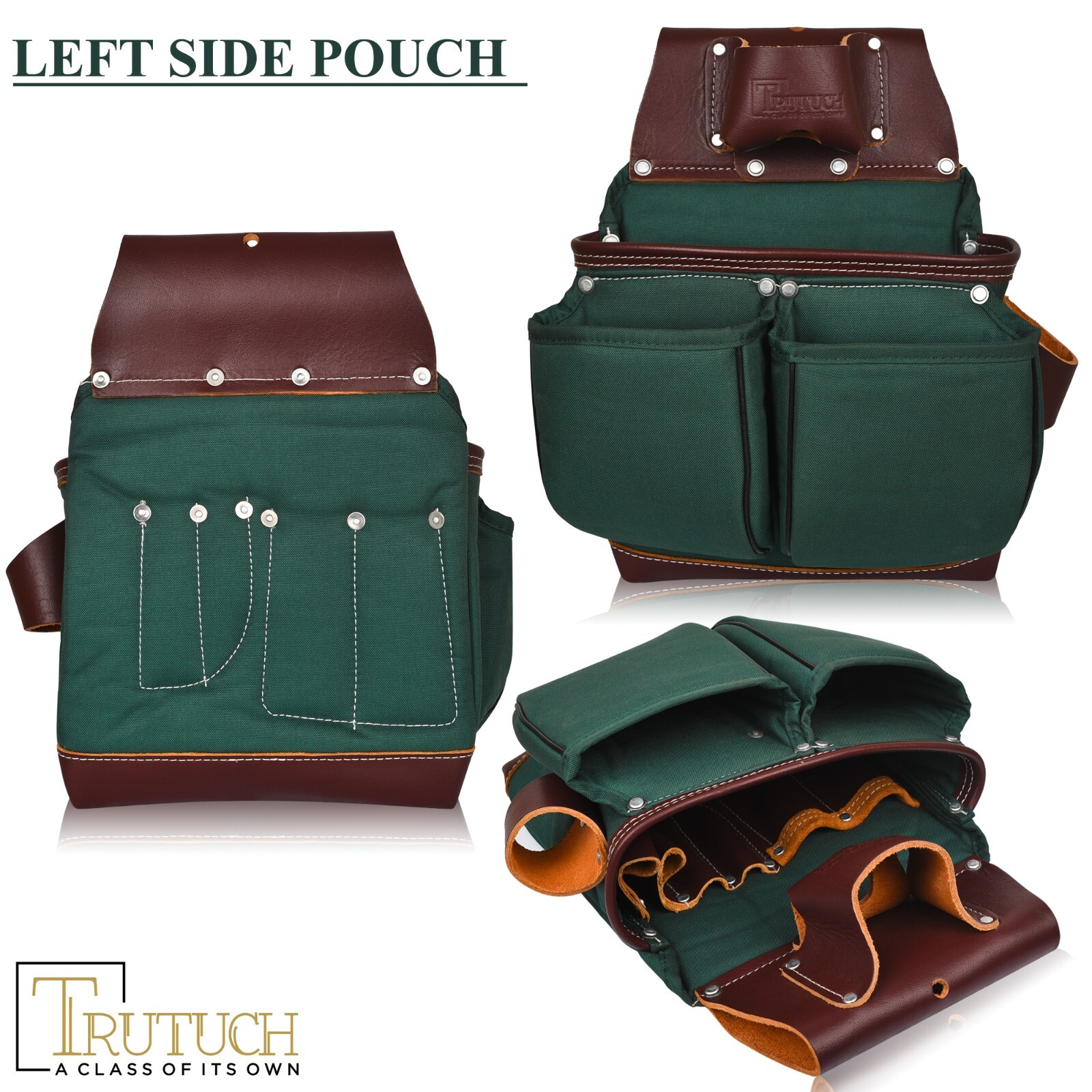 Trutuch Green Nylon & Leather Tool Belt with Nylon Work Suspender | Tool Belts