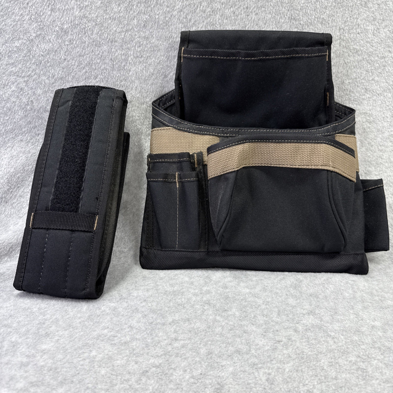 CLC 1604 2 Pc. Black Tool Belt Carpenters Apron 12×13″ with 7 Pockets 49” Belt