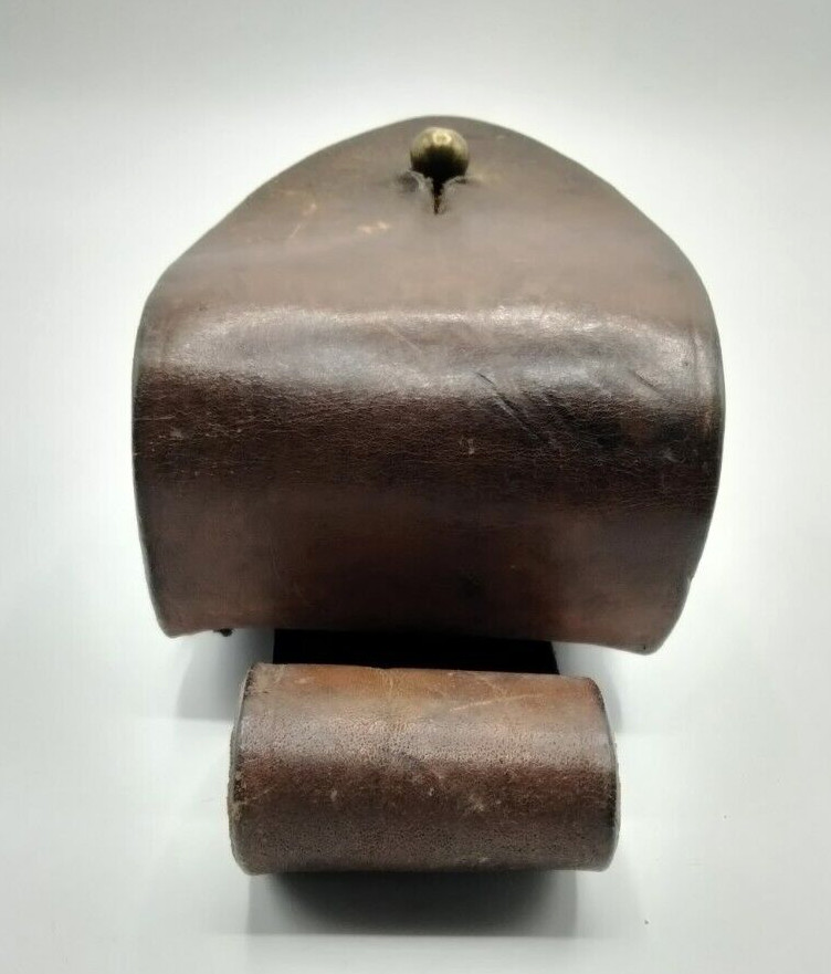 Vintage German? Custom Hand Made Leather Belt Pouch Tool Holder With Button Stud
