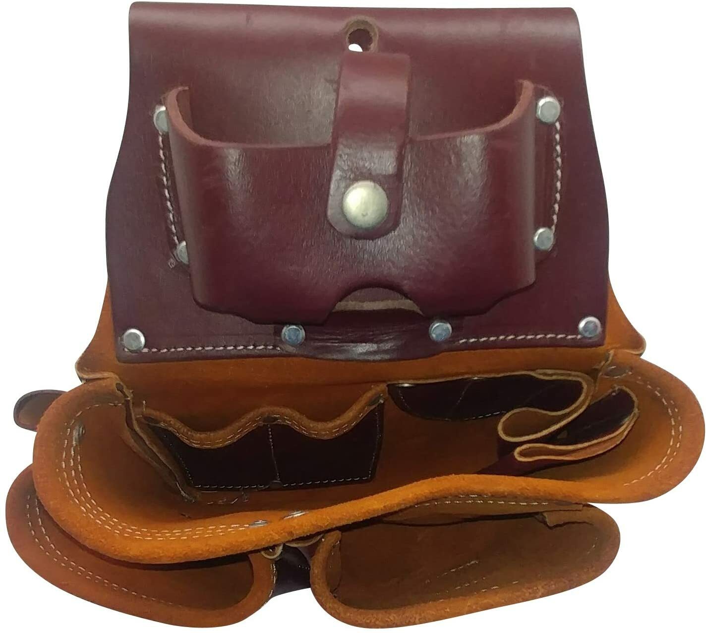 Leather Gold Genuine Leather Framer’s Rig Tool Belt,15 Pockets Sliding Pouches