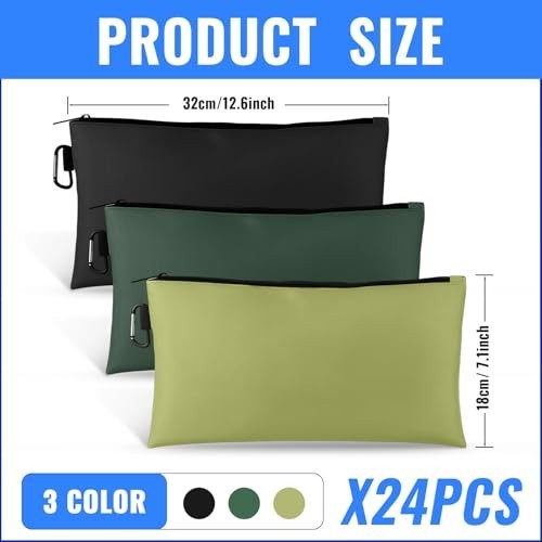 24 Pack Utility Tool Bag Zipper Pouch Set – 12.6″x7.09″ Multipurpose Storage & O