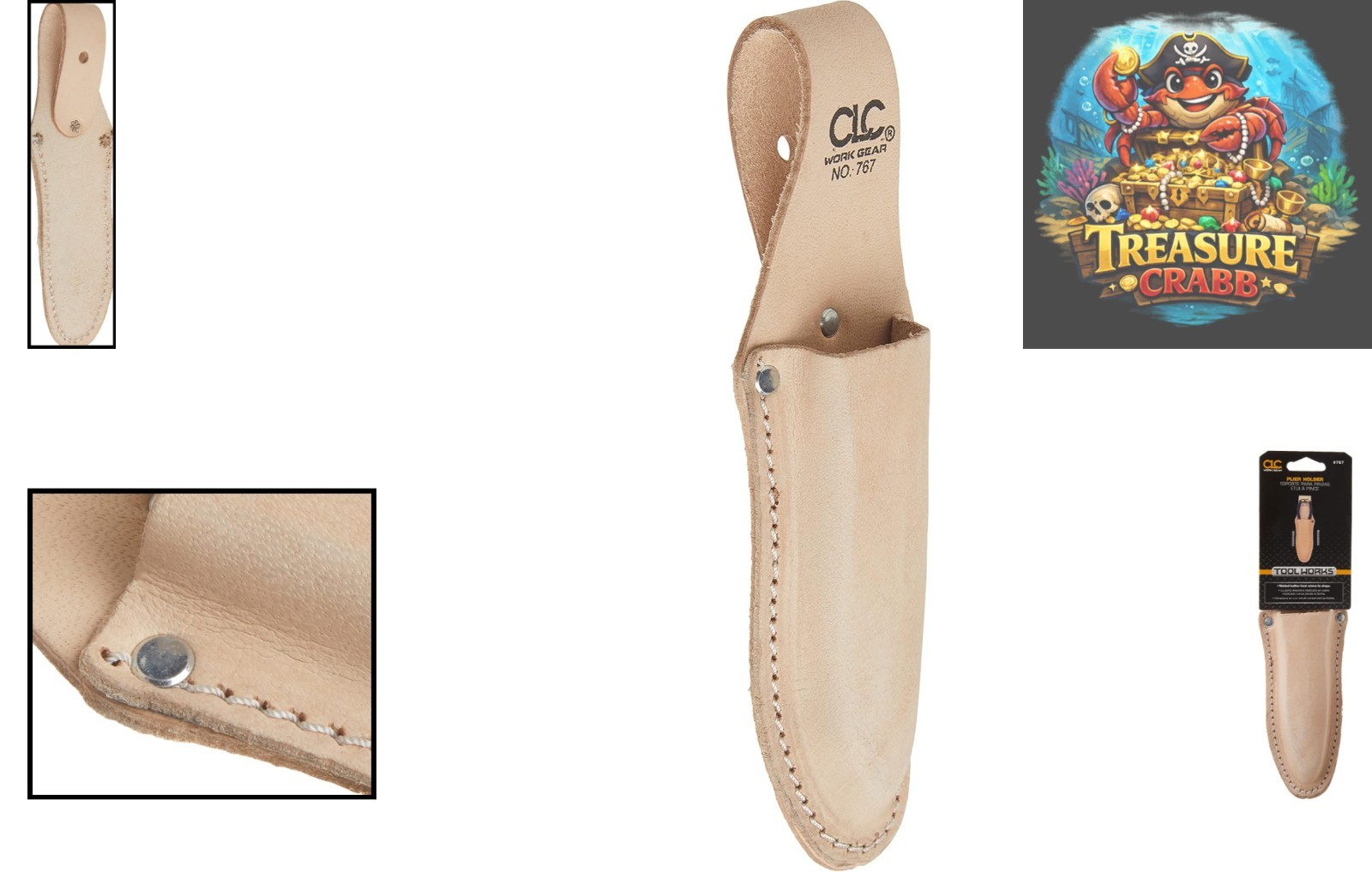 Elegant CLC 767 Tan Leather Plier Holder, Slip Pocket Design for Easy Access