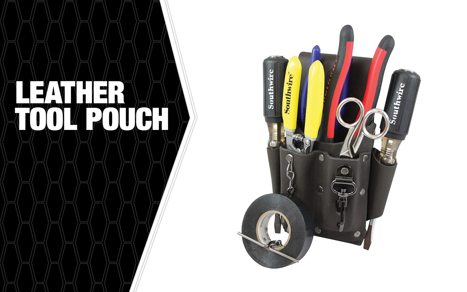 POUCH4 Leather Tool Pouch 5 Pocket Pouch with Electrical Tape Chain Fade Resista