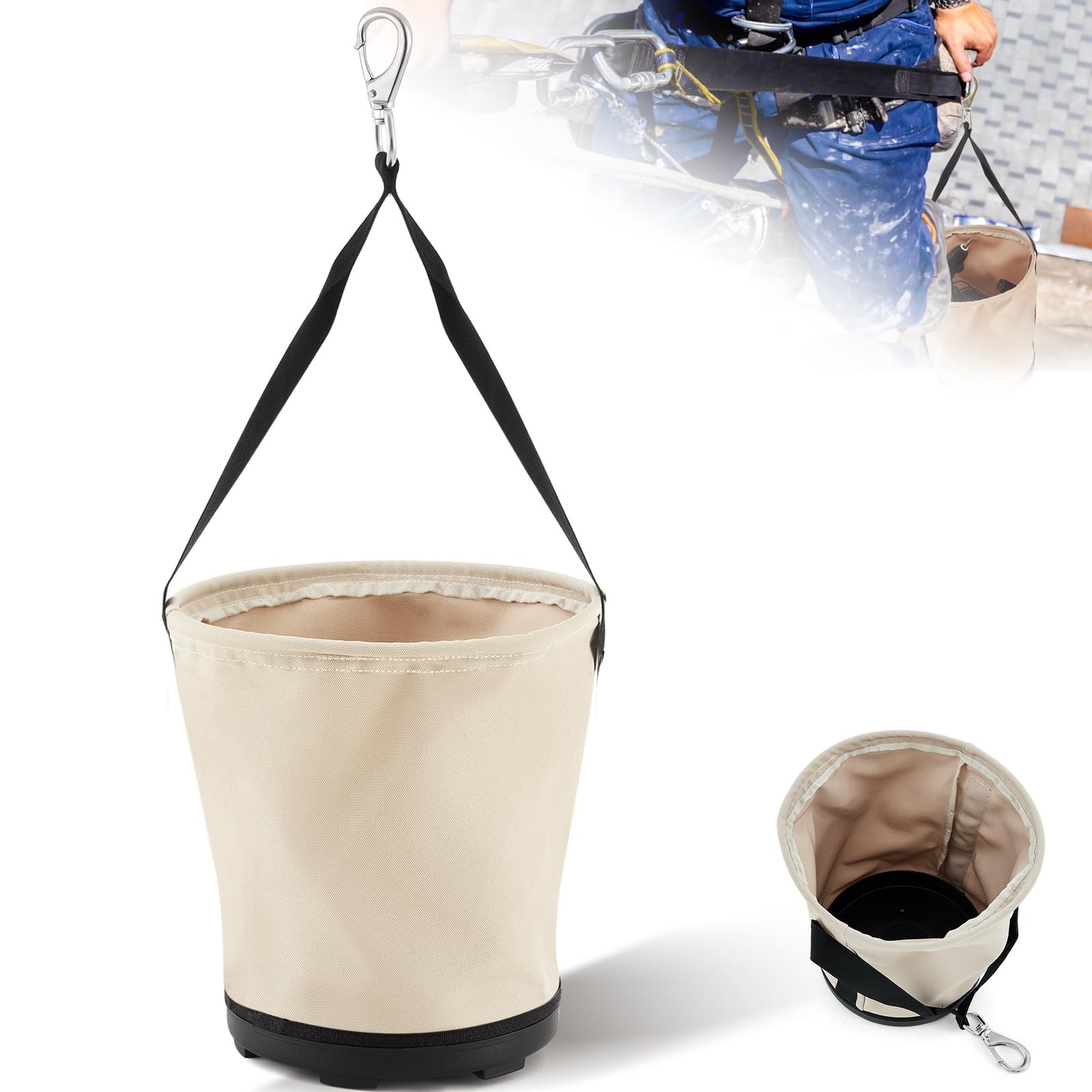 Heavy Duty Tool Canvas Bucket 12 x 12 x 9 Inches Tapered Wall Bucket Bag, Thi…