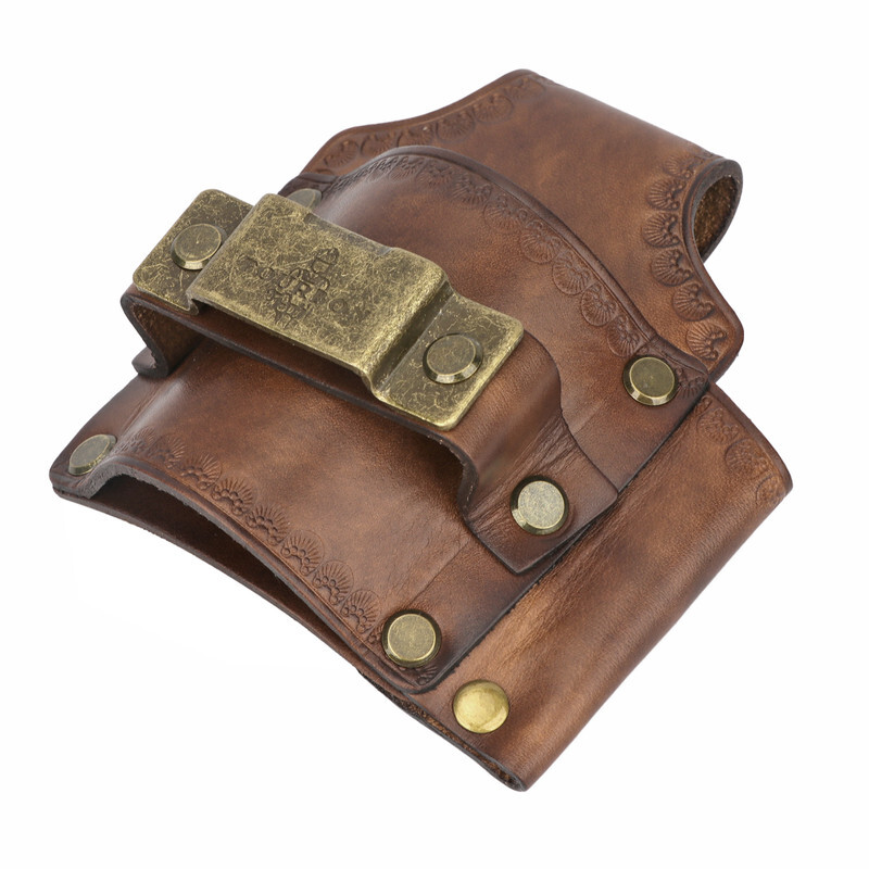 TOURBON Genuine Leather Tools Belt Pouch Hammer Holster Tape Measure EDC Holder