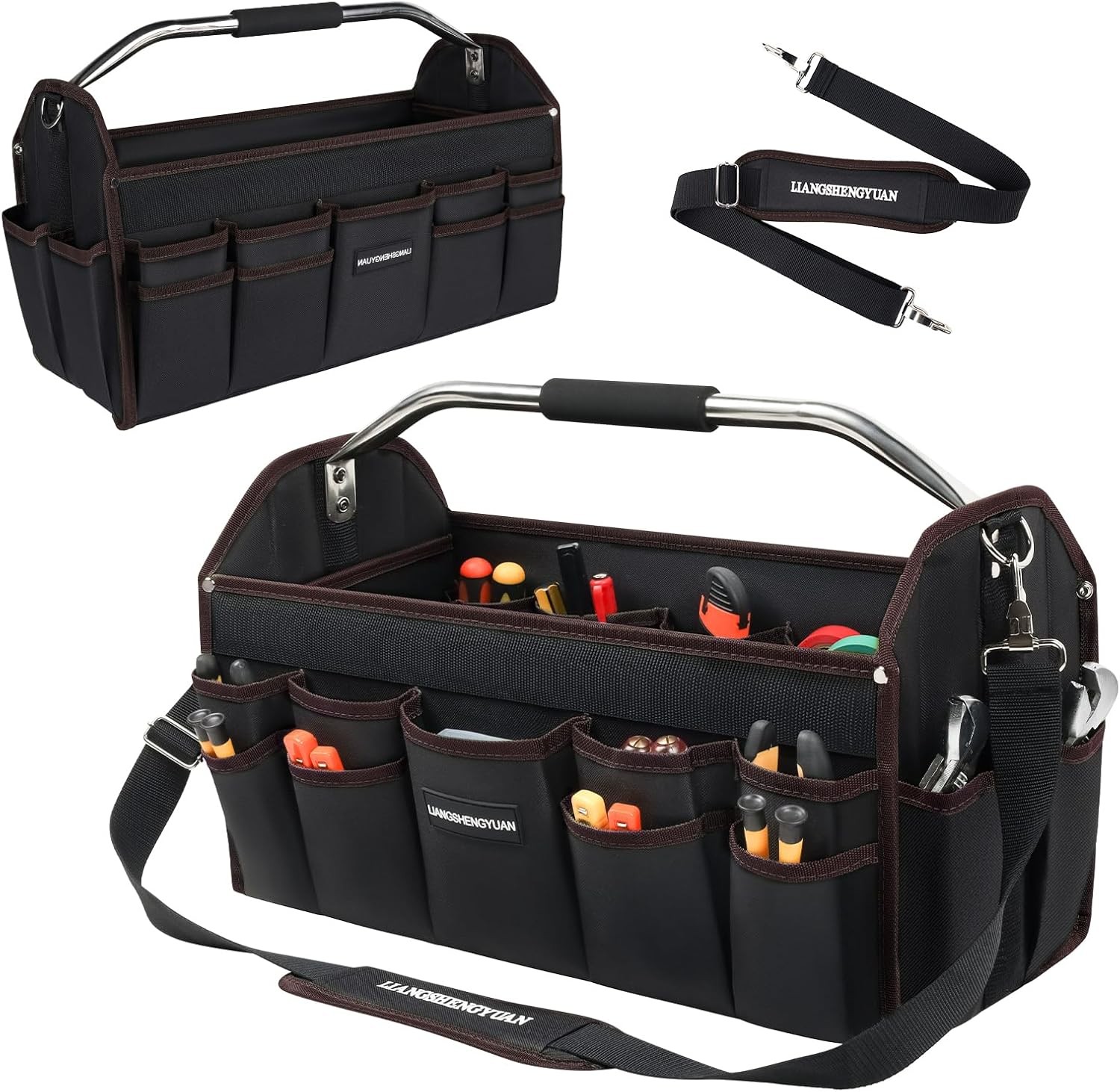 20 In Tool Carrier, Open Top Tool Tote 30 Pockets, Waterproof Tool Bag For Me…