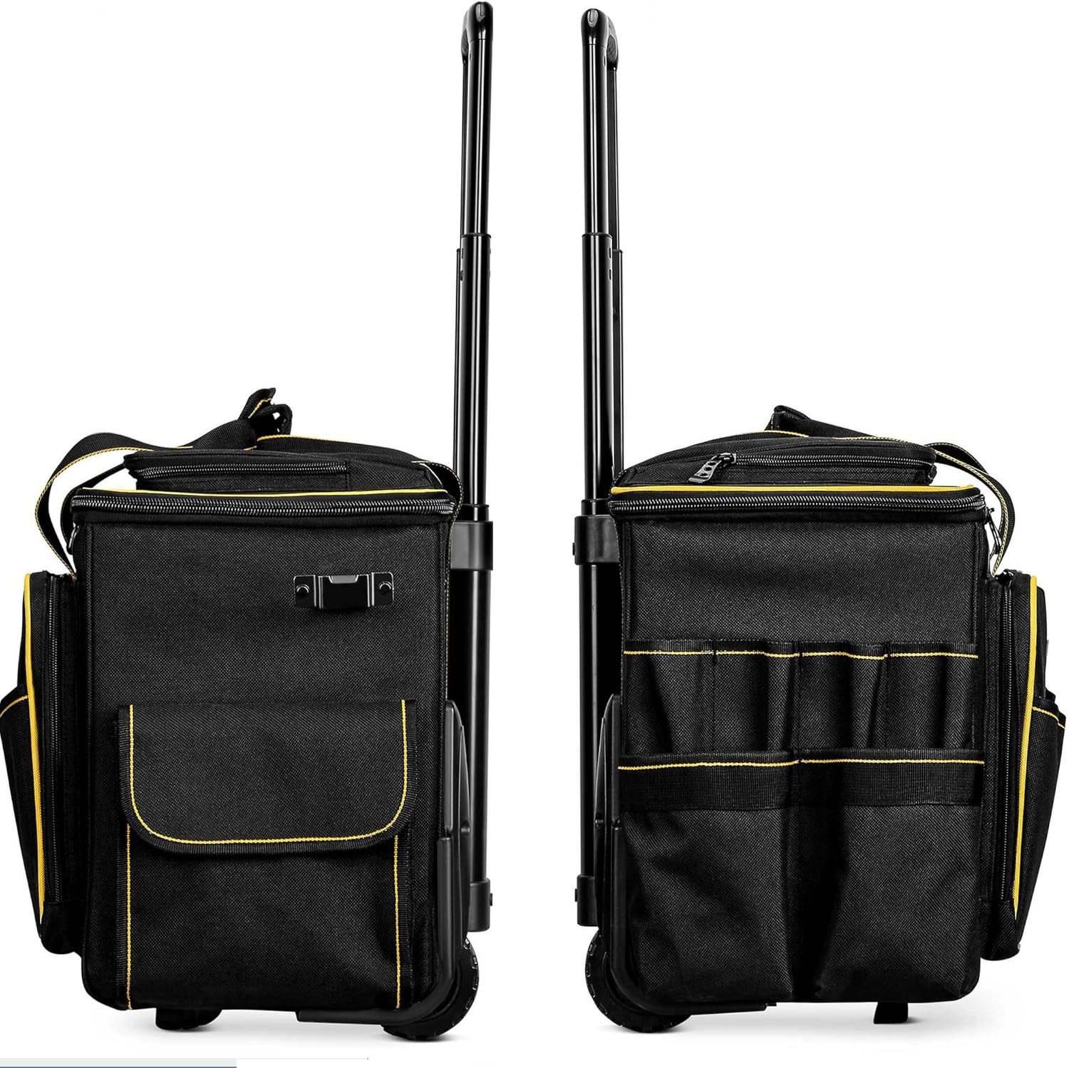 Heavy-Duty Waterproof Rolling Tool Bag with Double Wheels & Multiple Pockets