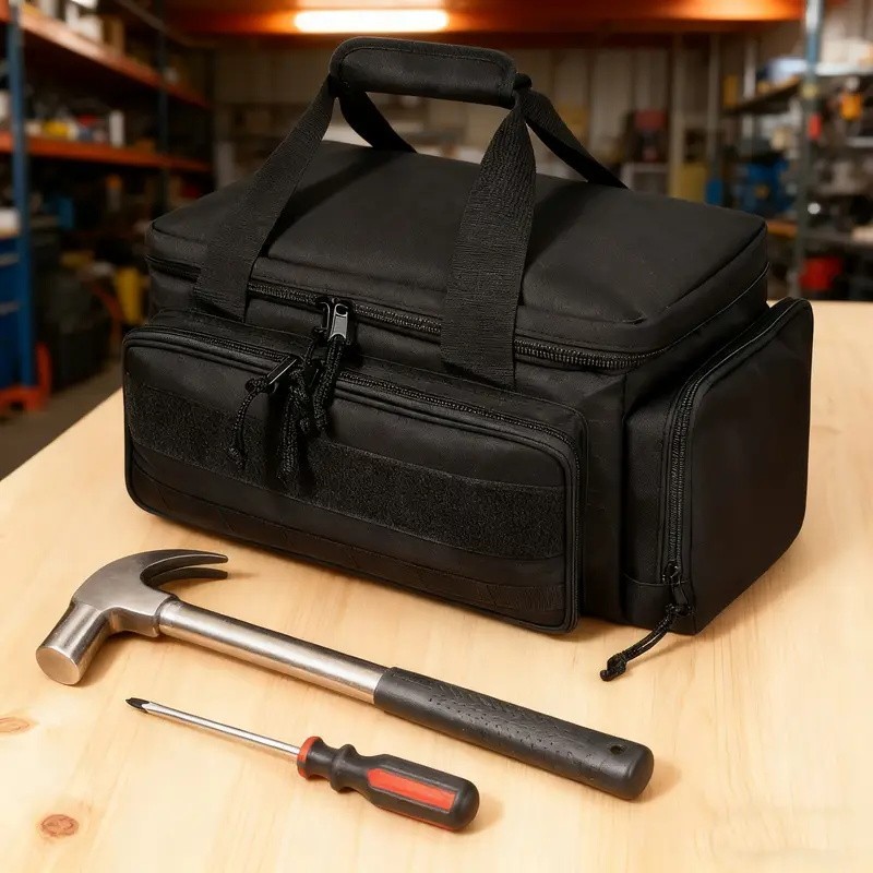 Hyper Tough 14-inch Polyester Tool Bag, with Full-Length Zipper and Double Strap
