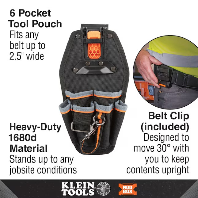 Klein Tools MODbox 6 Pocket Tool Pouch Durable Electrician Tool Organizer