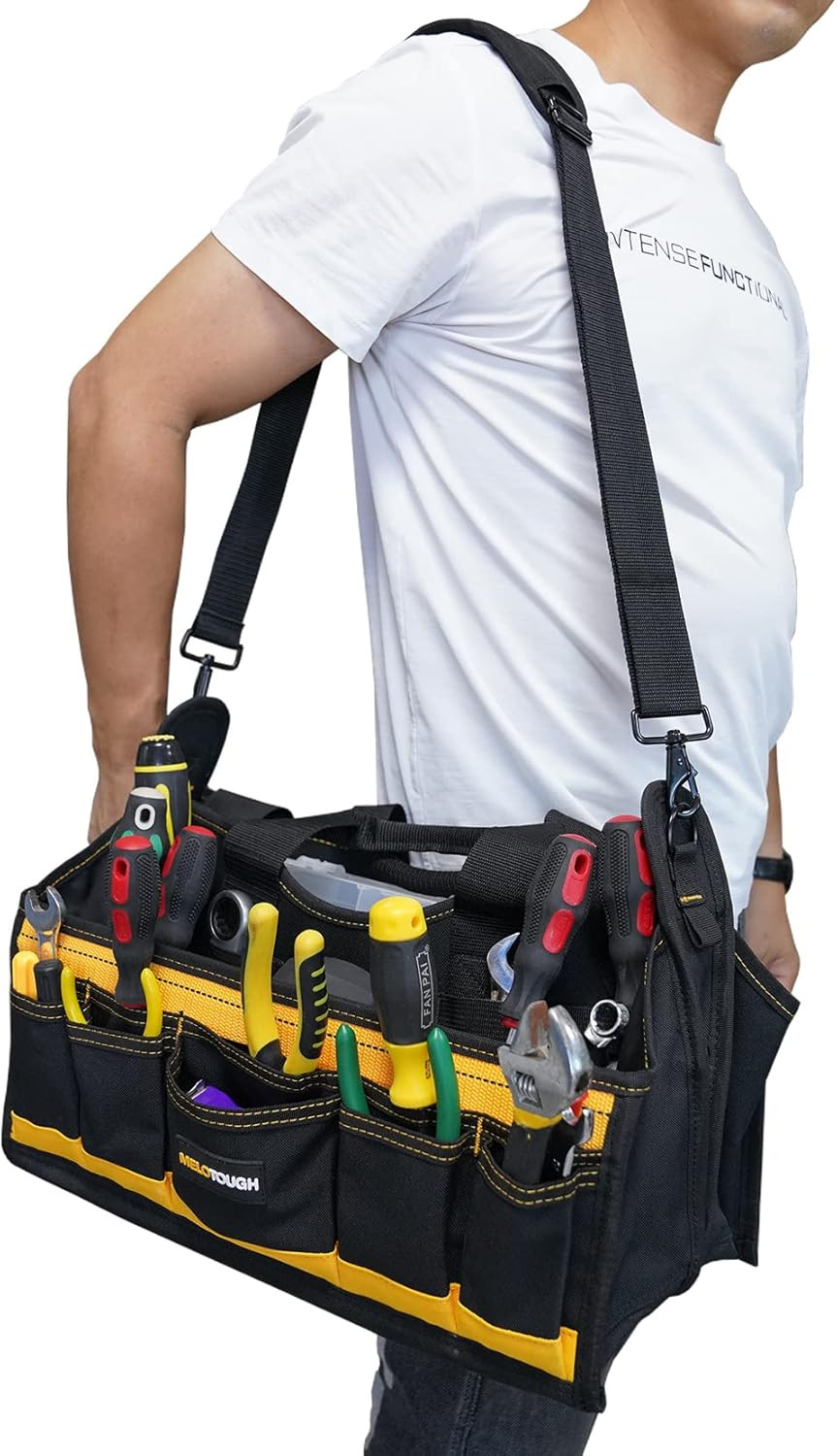 Electrician Tool Bag with Shoulder Strap 17 Inch, HAVC Tool Bag, Open Top Tool C