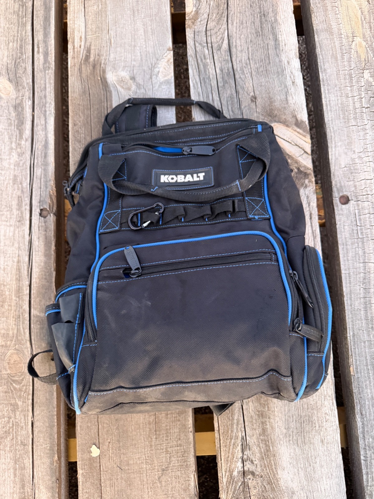 Kobalt Tool Backpack Organizer Black Blue MultiPocket HeavyDuty Bag Tradesman#R6
