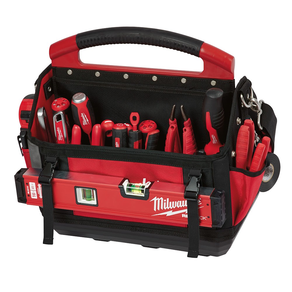 Milwaukee 48-22-8315 15″ PACKOUT Storage Tote, 32 Total Pockets Metal Tape Clip