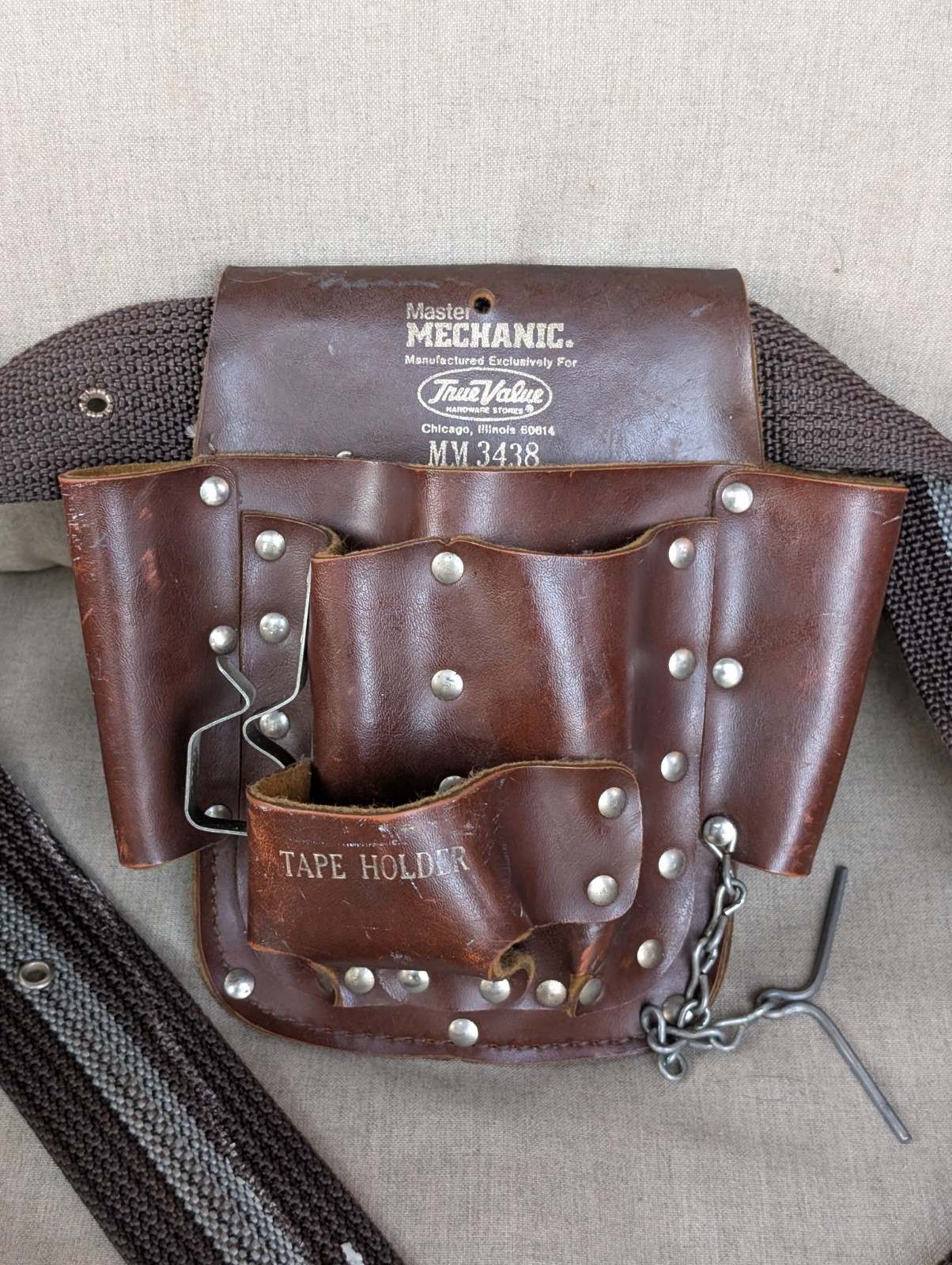 Vintage Master Mechanic Leather Tool Pouch MM 3438 True Value & Web Belt Set