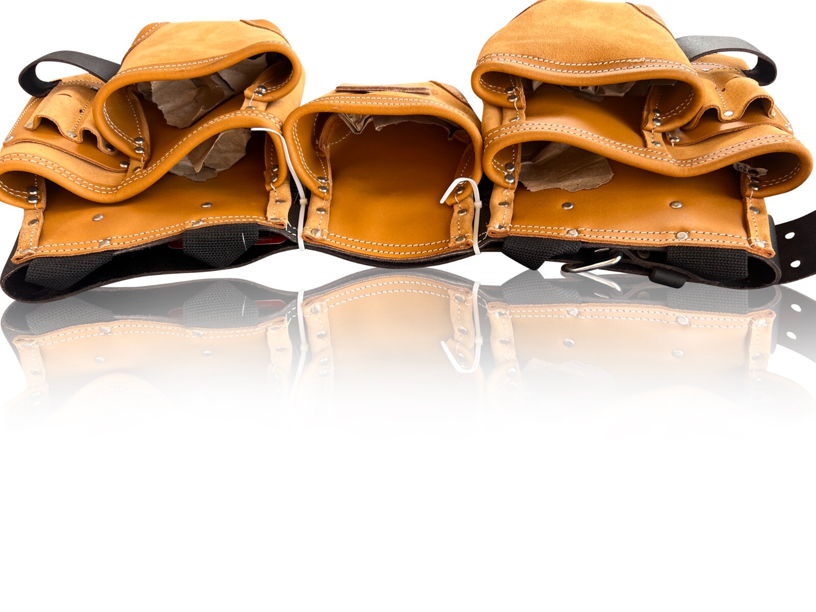 Heavy Duty Oil Tan Premium Leather Tool Belt with Carry Handles