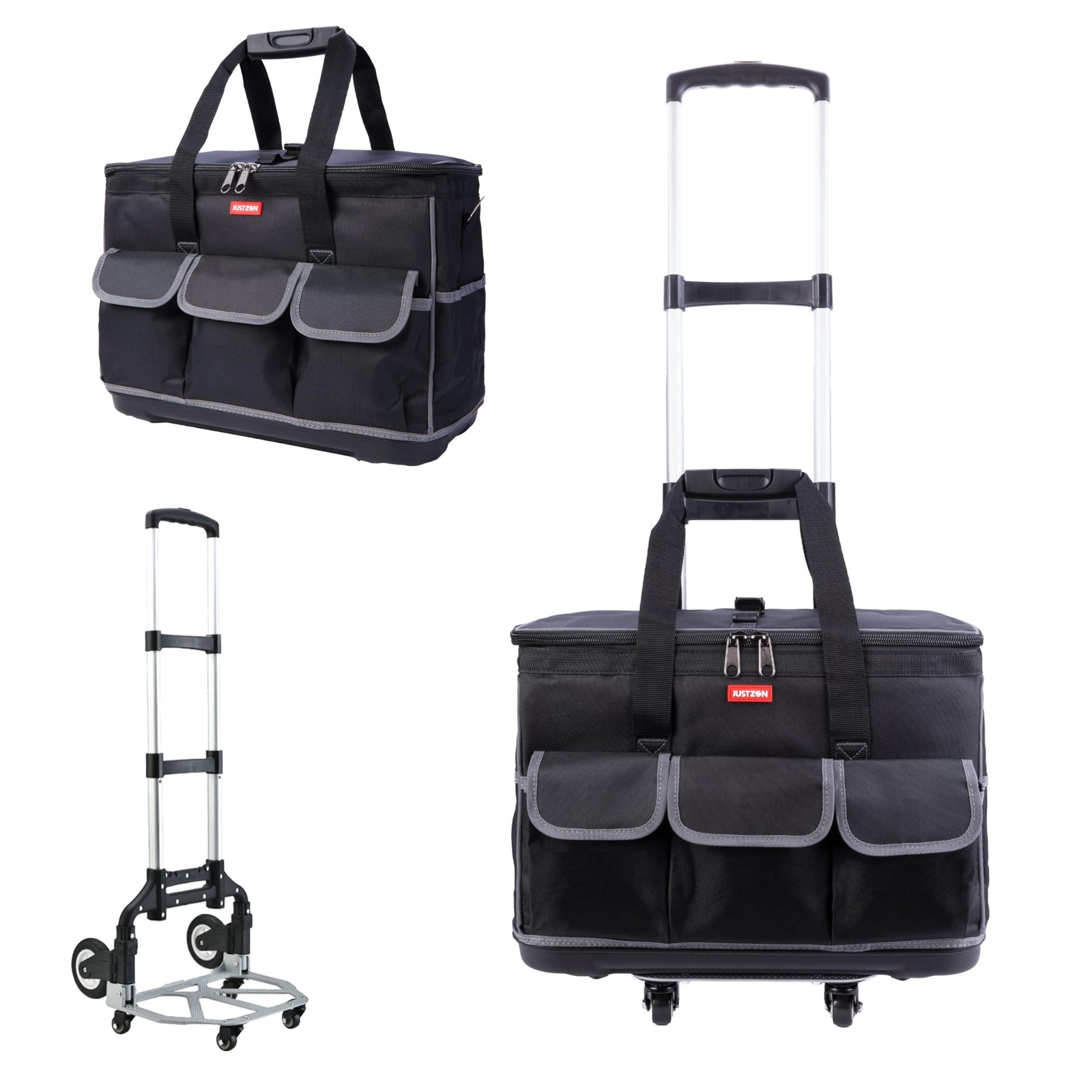 Rolling Tool Bag with Wheels – Aluminum Alloy Trolley for Electrician & HVAC
