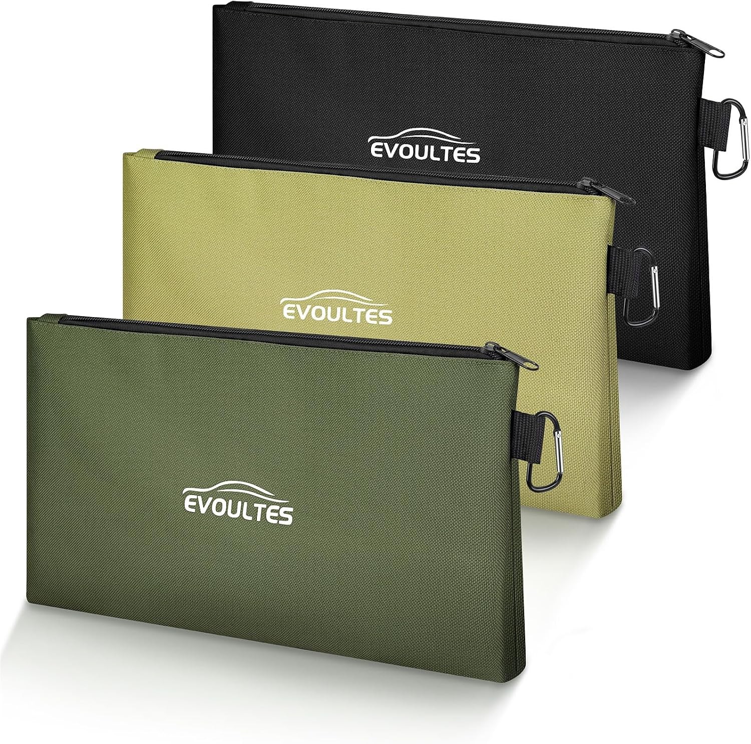 3 Pack 12 Inch Tool Pouches, Zipper Tool Bags with Carabiner | 12 Inch Tool