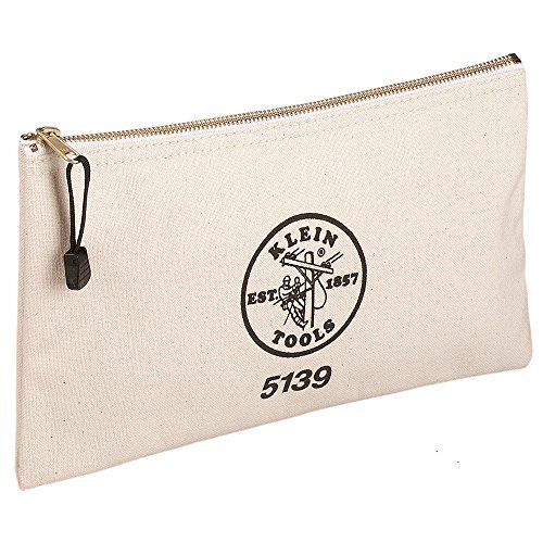 Klein Tools 5139 Zipper Bag, Canvas Tool Pouch w/ Heavy Duty Brass Zipper Close